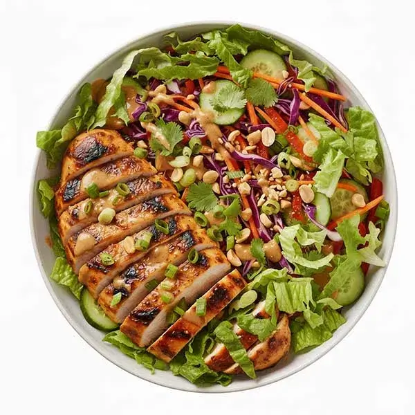 Sriracha lime Chicken with Scallion and Asian Peanut Salad